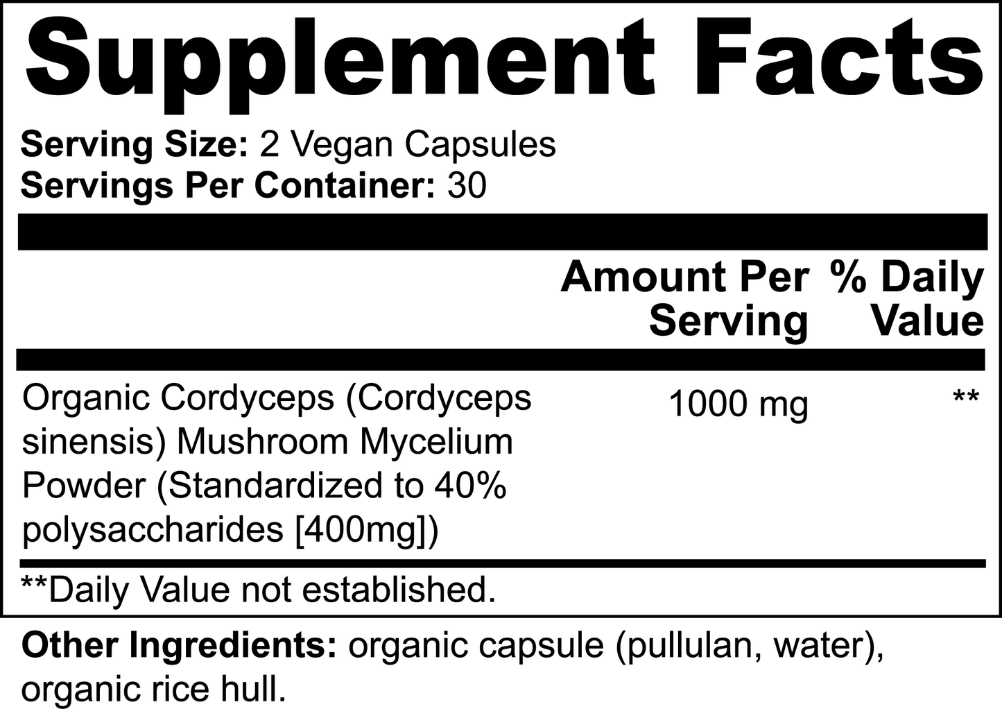 Cordyceps Mushroom Mycelium Capsules